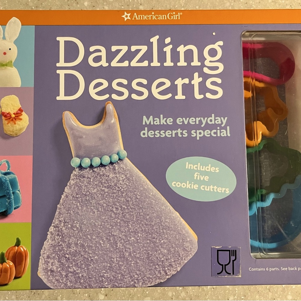 American Girl Dazzling Desserts book with 5 cookie cutters